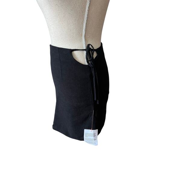 ASOS Topshop Linen Blend Side-Tie Black Mini Skirt, size 2, NWT! - Picture 3 of 8